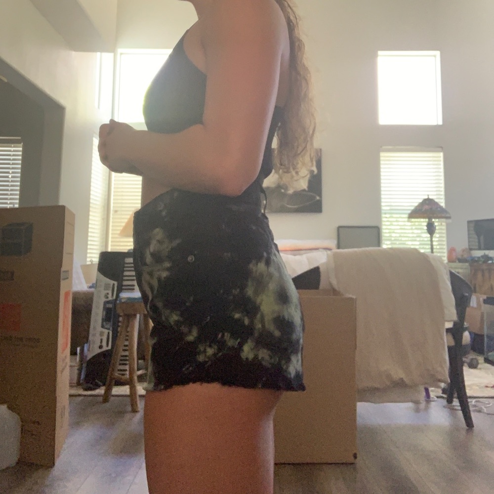 Acid wash jean shorts